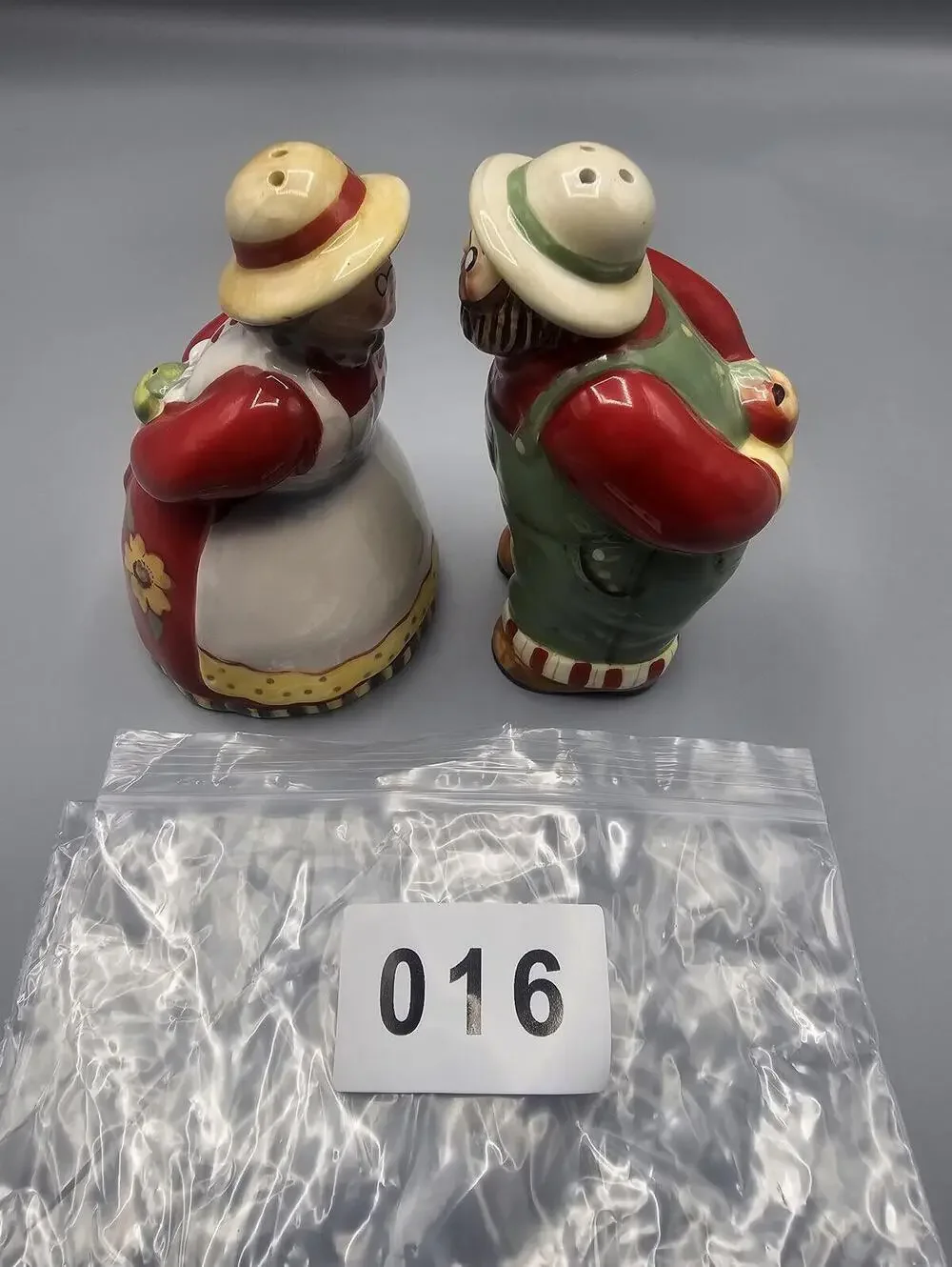 Vintage Ceramic Farmer Couple Salt and Pepper Shakers